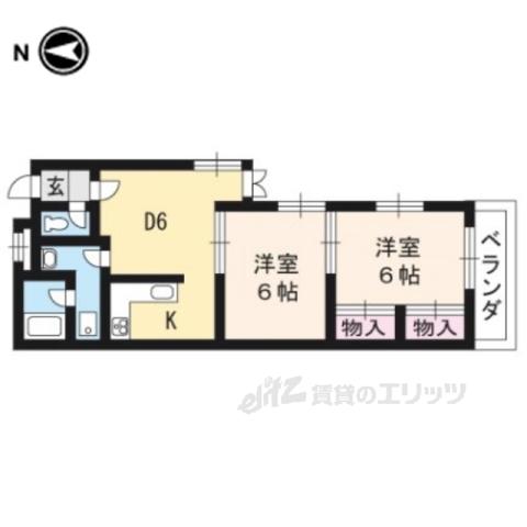 シャルル大津(2DK/3階)の間取り写真