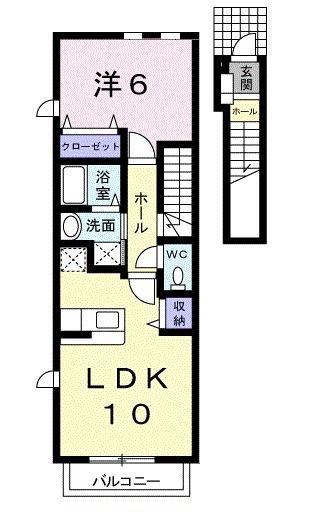 サングレイス(1LDK/2階)の間取り写真