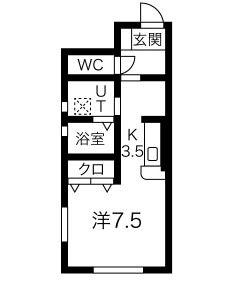 アスセーナ(ワンルーム/1階)の間取り写真
