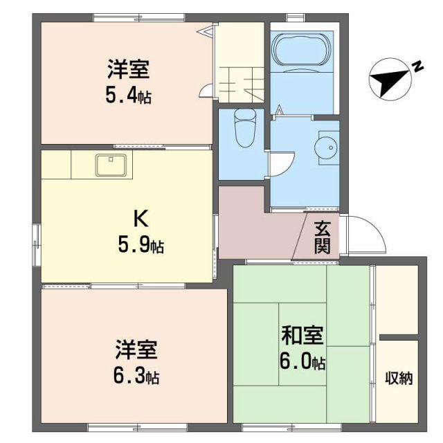 グランメール福島(3K/1階)の間取り写真