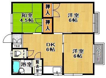 松坂コーポ A(3DK/2階)の間取り写真