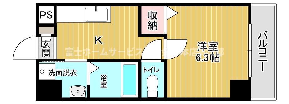 千葉・住吉(1K/5階)の間取り写真
