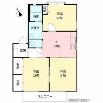 パットターンヒルズII B棟(3K/2階)の間取り写真