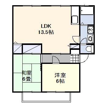 ビレッジグリーンリバーD(2LDK/2階)の間取り写真