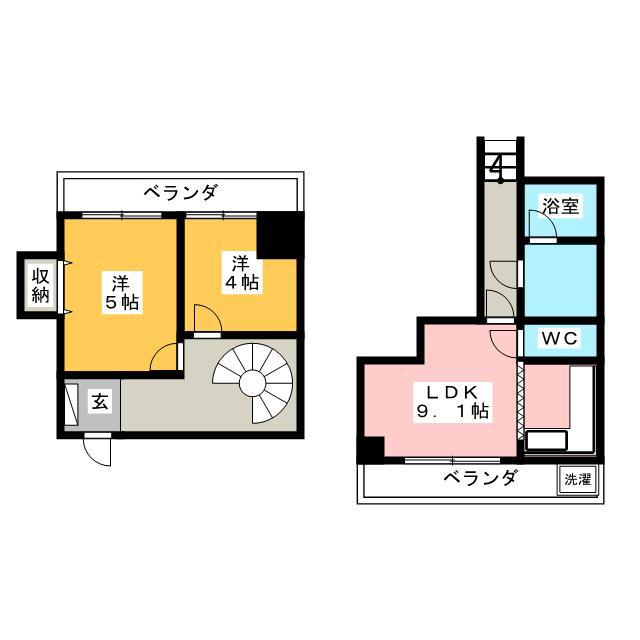 大都マンション(2LDK/3階)の間取り写真