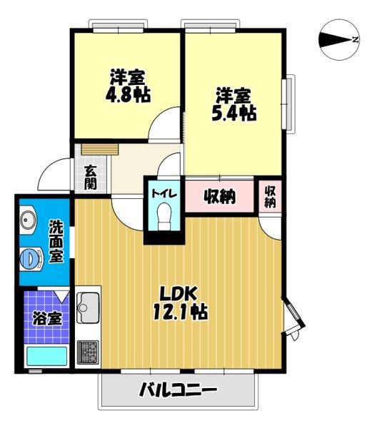 テクネ21C棟(2LDK/2階)の間取り写真