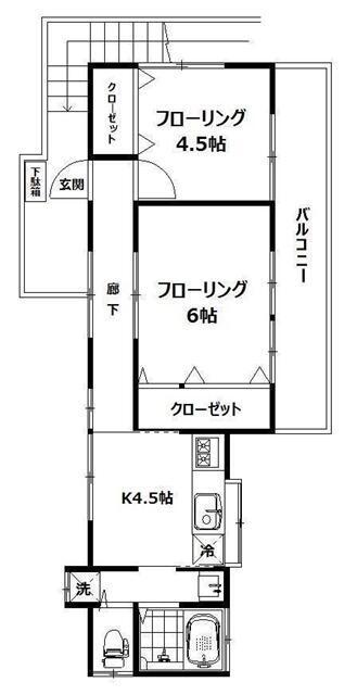 テレーズ・シオン(2DK/2階)の間取り写真
