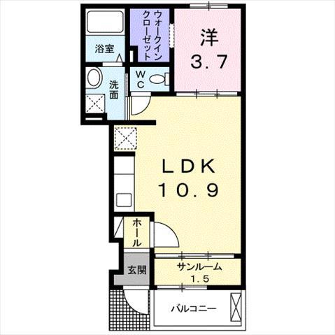 ファータ・カーザ(1LDK/1階)の間取り写真