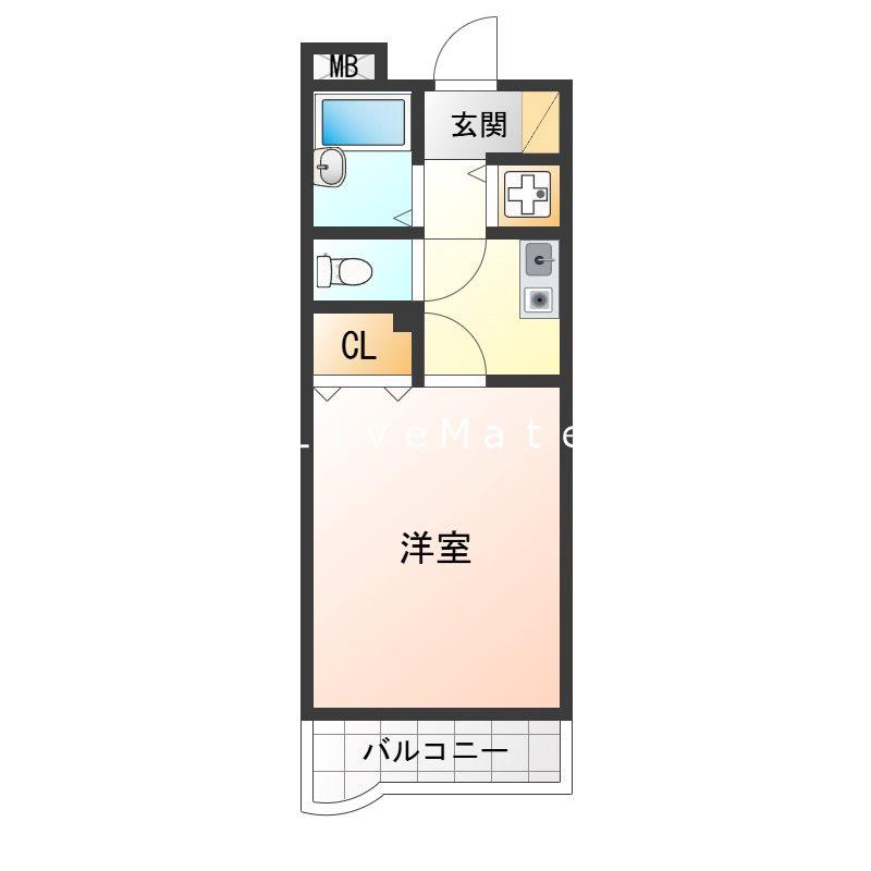 YKハイツ相生町(1K/6階)の間取り写真