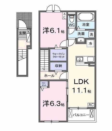 サニーハウスVI(2LDK/2階)の間取り写真