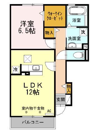 グランデ滝戸(1LDK/1階)の間取り写真