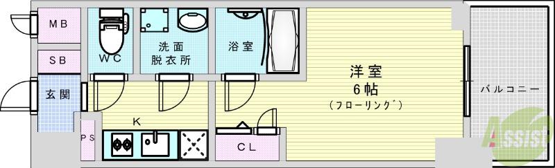 エスリードレジデンス大阪グランノースⅠ(1K/3階)の間取り写真