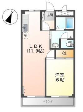 サニープレイス(1LDK/1階)の間取り写真
