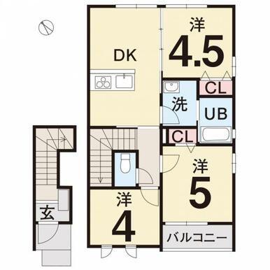 セレーナニ番館(3DK/2階)の間取り写真