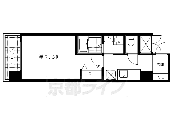 プレゼンス堀川(1K/4階)の間取り写真