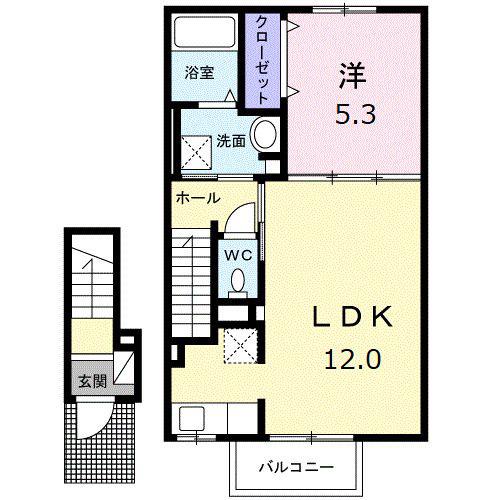 西石井5丁目アパート II(1LDK/2階)の間取り写真