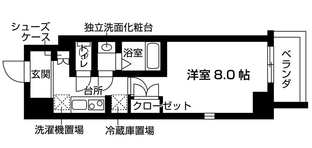 バウスクロス目白(1K/4階)の間取り写真