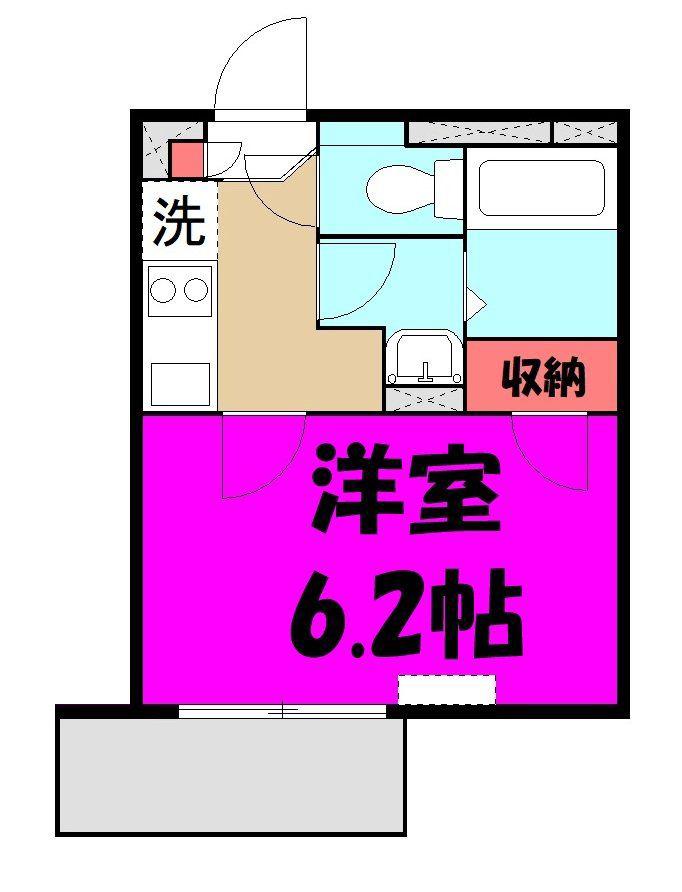 ともす2(1K/1階)の間取り写真