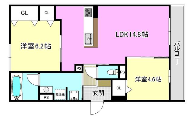 TORISIA千里丘III(2LDK/3階)の間取り写真