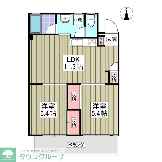 吉岡コーポ(2DK/3階)の間取り写真
