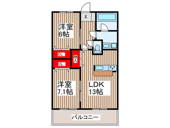 リリーヴィレッジGRACE(2LDK/5階)の間取り写真