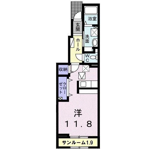 ラテルネ(ワンルーム/1階)の間取り写真