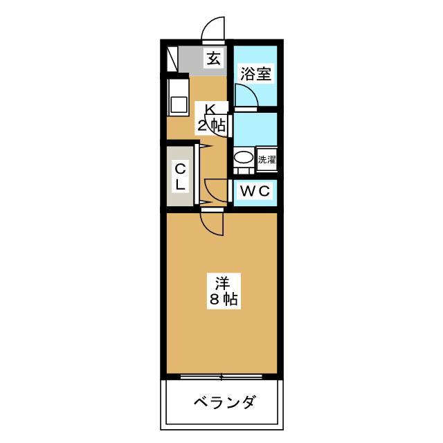エステート(1K/2階)の間取り写真