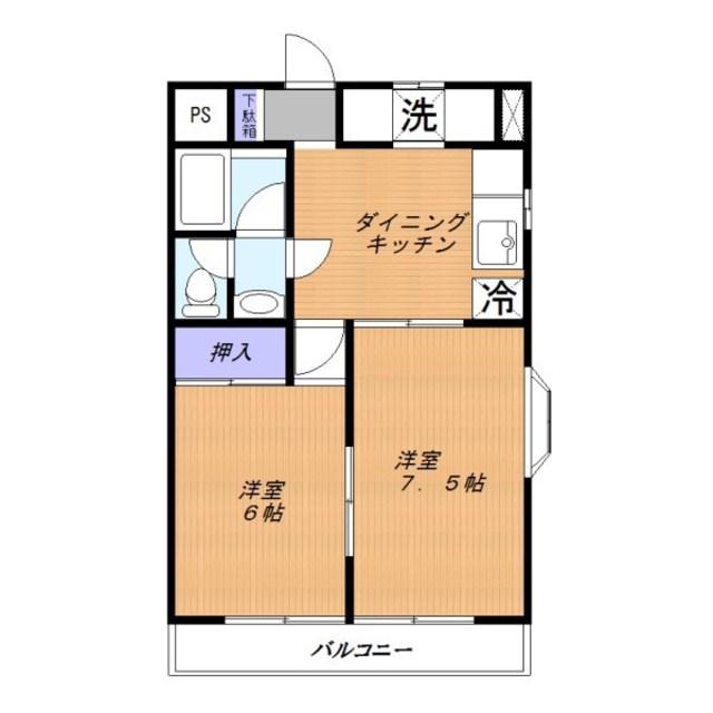 桜花マンション(2DK/1階)の間取り写真