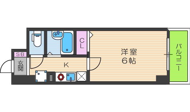 ラナップスクエア南森町(1K/4階)の間取り写真