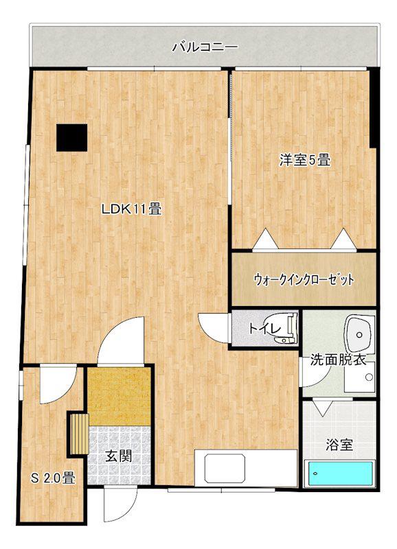 パルセ城山(1SLDK/2階)の間取り写真