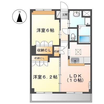 プリマ・クラッセ(2LDK/2階)の間取り写真