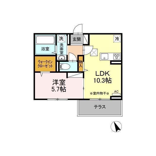D-ROOM ラ・フォンターナ(1LDK/3階)の間取り写真