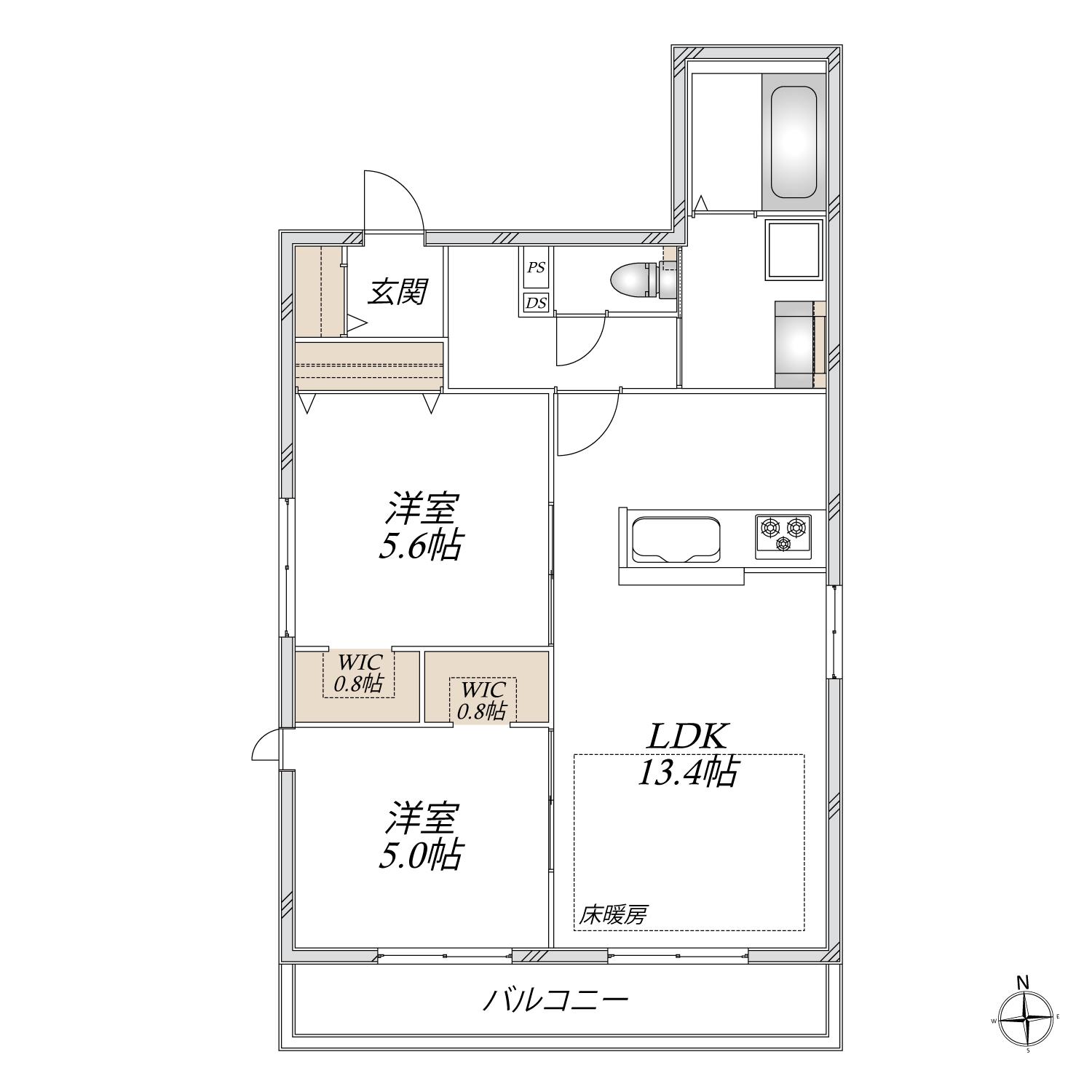 のんのか(2LDK/3階)の間取り写真