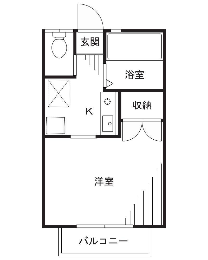 レジデンスK1(1K/2階)の間取り写真