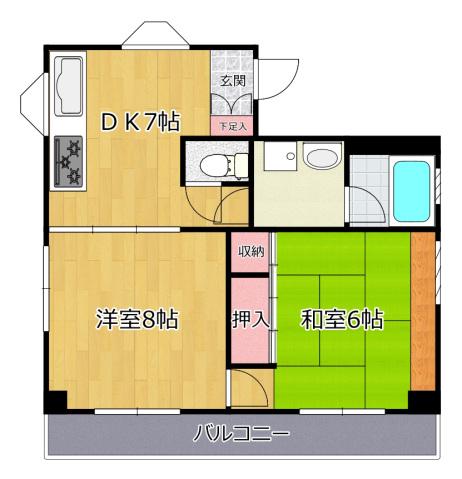 友和ビル(2DK/4階)の間取り写真