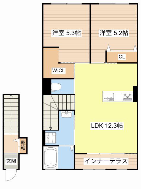 メゾン ベイリーフ(2LDK/2階)の間取り写真