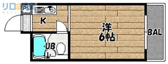 ルネッサンス福原PARTII(1K/4階)の間取り写真