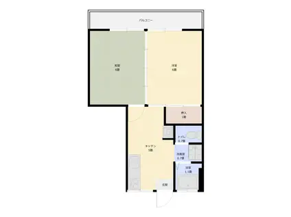 九州新幹線 鹿児島中央駅 徒歩18分 3階建 築45年(2DK/2階)の間取り写真