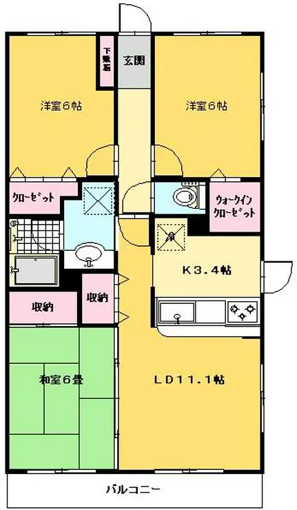 コスモ武蔵浦和クレスト 7階階 間取り