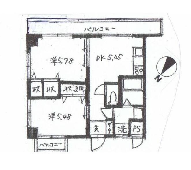 第二富喜マンション(2DK/2階)の間取り写真
