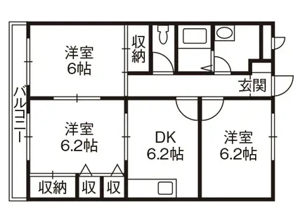 ファミーユ桜通(3DK/3階)の間取り写真