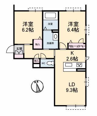 RIVIERE(2LDK/1階)の間取り写真