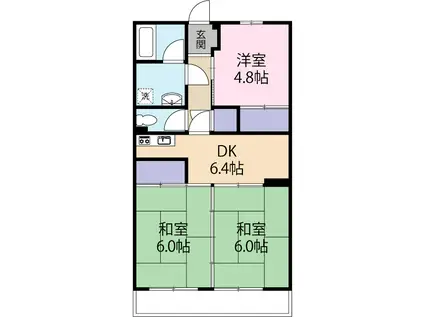 高嶺マンション(3DK/1階)の間取り写真