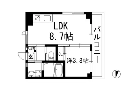 エンベロップ宝塚(1LDK/3階)の間取り写真