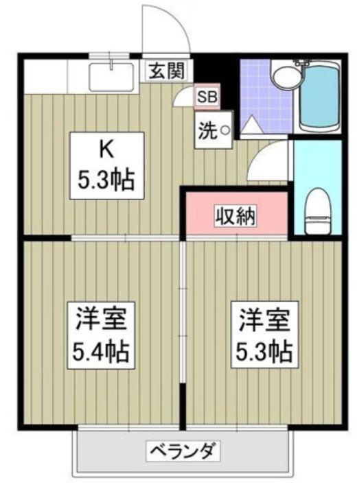 エルベマンション(2DK/1階)の間取り写真