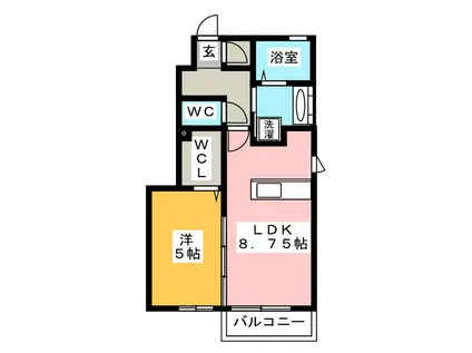 静岡県静岡市駿河区 2階建 築10年(1LDK/1階)の間取り写真