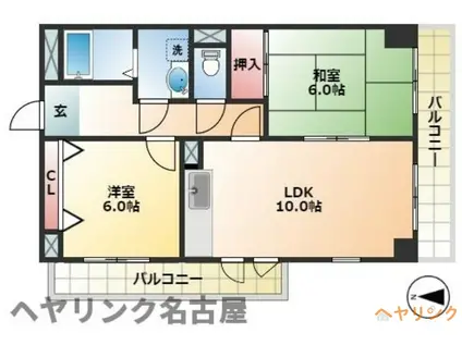 AVENUEやなぎはら(2LDK/1階)の間取り写真