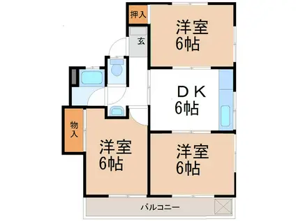 メゾン戸ヶ崎(3DK/2階)の間取り写真