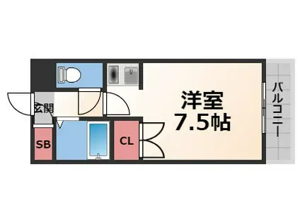 SENTIA八戸ノ里(ワンルーム/1階)の間取り写真