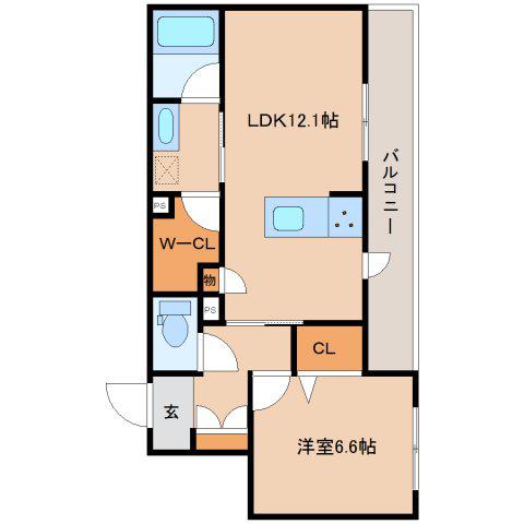 MUMS シャーメゾン学園北(1LDK/2階)の間取り写真